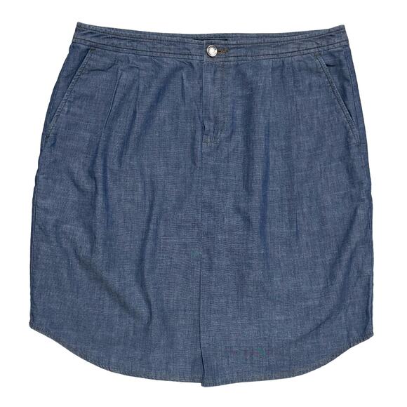 Banana Republic Skirt Size 10 Relaxed Blue Chambray Shirttail Pencil Mini Skirt - Picture 4 of 13